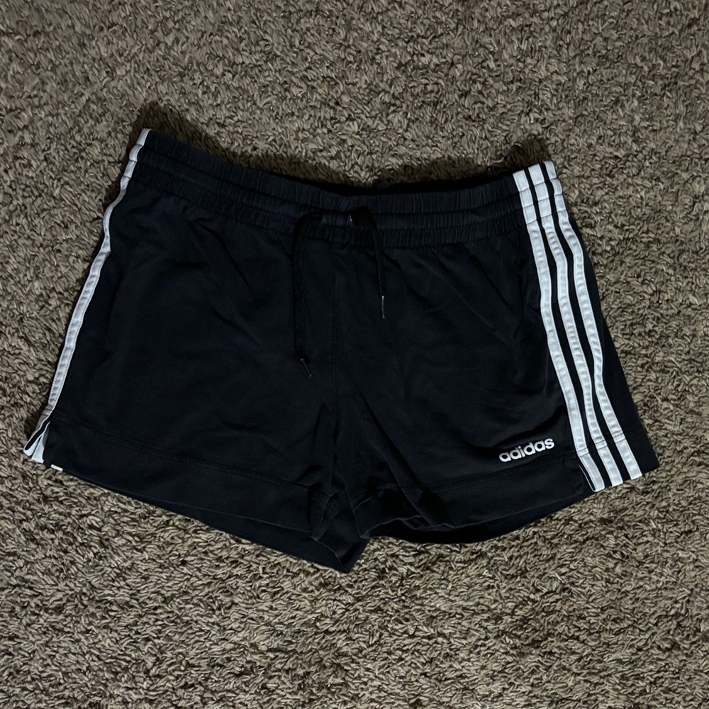 adidas Black Athletic Shorts with White Side Stripes